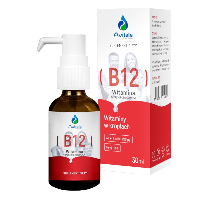 Witamina B12 Avitale w kroplach - Metylokobalamina 200 µg Aliness - 30 ml (600 porcji)