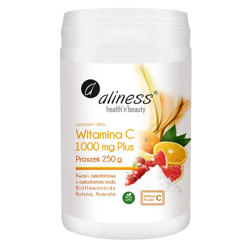 Witamina C 1000 Buforowana Plus Aliness - Wzbogacona o Rutynę i Acerolę - 250 g proszek