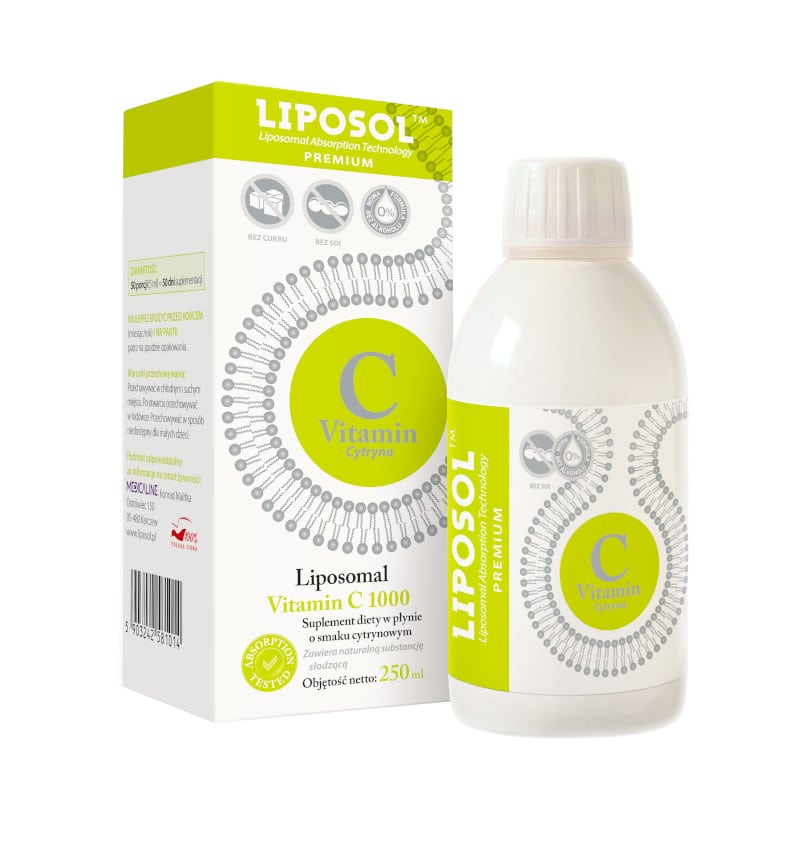 Liposomalna Witamina C 1000 LIPOSOL Aliness - Suplement diety w płynie - 250 ml (Smak: naturalny)
