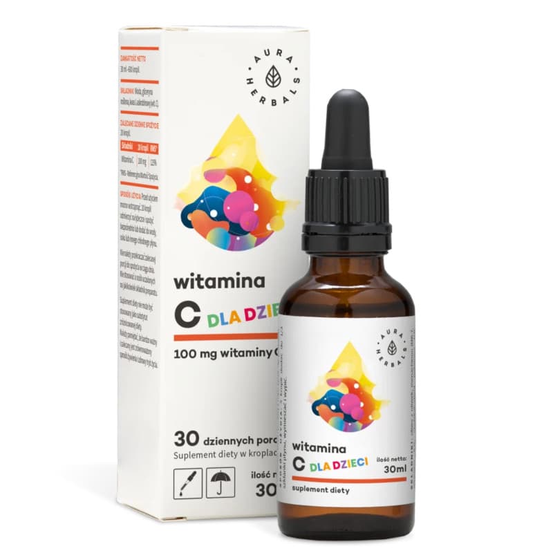 Witamina C Dla Dzieci 100 mg Aura Herbals - Wsparcie układu odpornościowego u dzieci - 30 ml krople