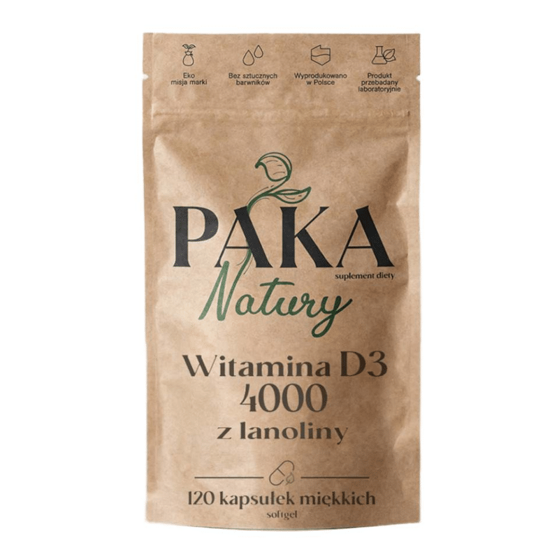 Witamina D3 4000 z lanoliny Paka Natury - 120 kapsułek miękkich