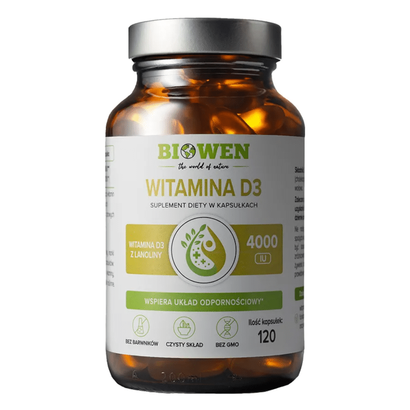 Witamina D3 z lanoliny Biowen - Naturalne wsparcie odporności - 120 kapsułek