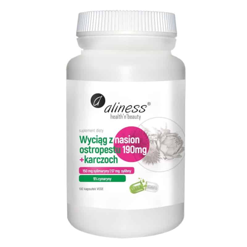 Wyciąg z nasion ostropestu 190 mg plus Karczoch Aliness - 100 kapsułek