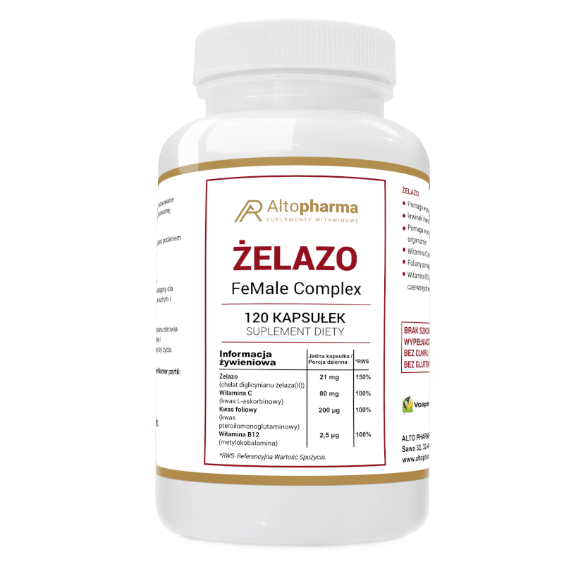 Żelazo complex Alto Pharma -  chelat diglicynianu żelaza II - 120 kapsułek