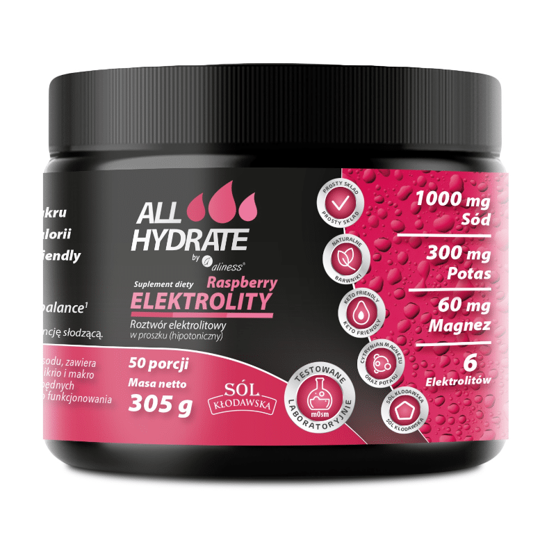 ALLHydrate Aliness -  Elektrolity Raspberry -  305g o smaku malinowym