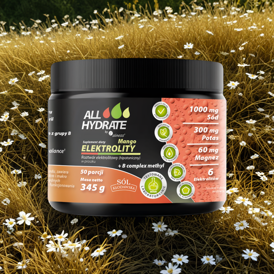 ALLHydrate Aliness -  Elektrolity Mango + B complex methyl - 345g o smaku mango