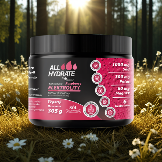 ALLHydrate Aliness -  Elektrolity Raspberry -  305g o smaku malinowym