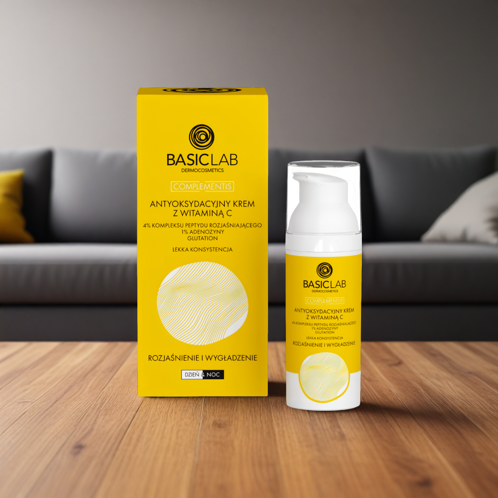 Antyoksydacyjny krem do twarzy BASICLAB - Z Witaminą C Nawilża, rewitalizuje i przywraca naturalny blask - 50 ml