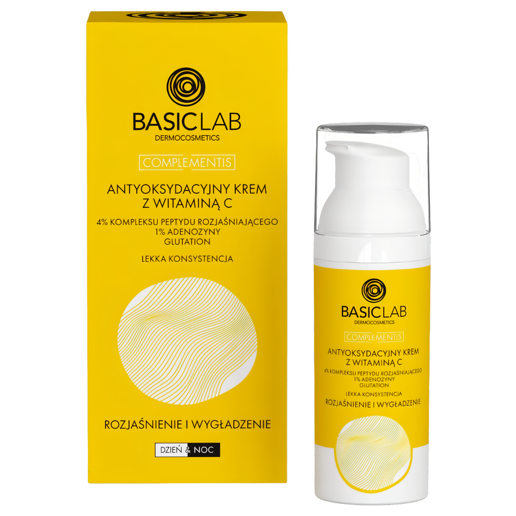 Antyoksydacyjny krem do twarzy BASICLAB - Z Witaminą C Nawilża, rewitalizuje i przywraca naturalny blask - 50 ml