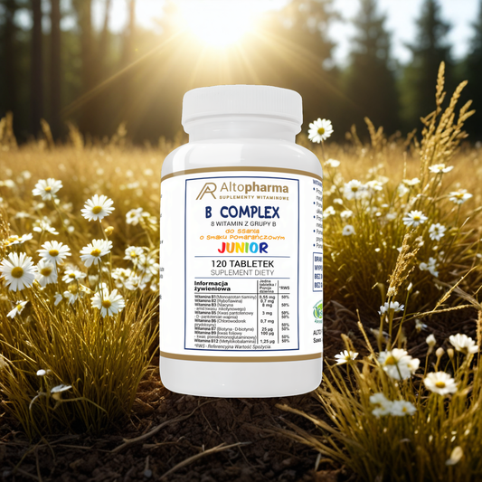B Complex Junior Alto Pharma - 8 Witamin z grupy B - 120 tabletek do ssania o smaku pomrańczowym