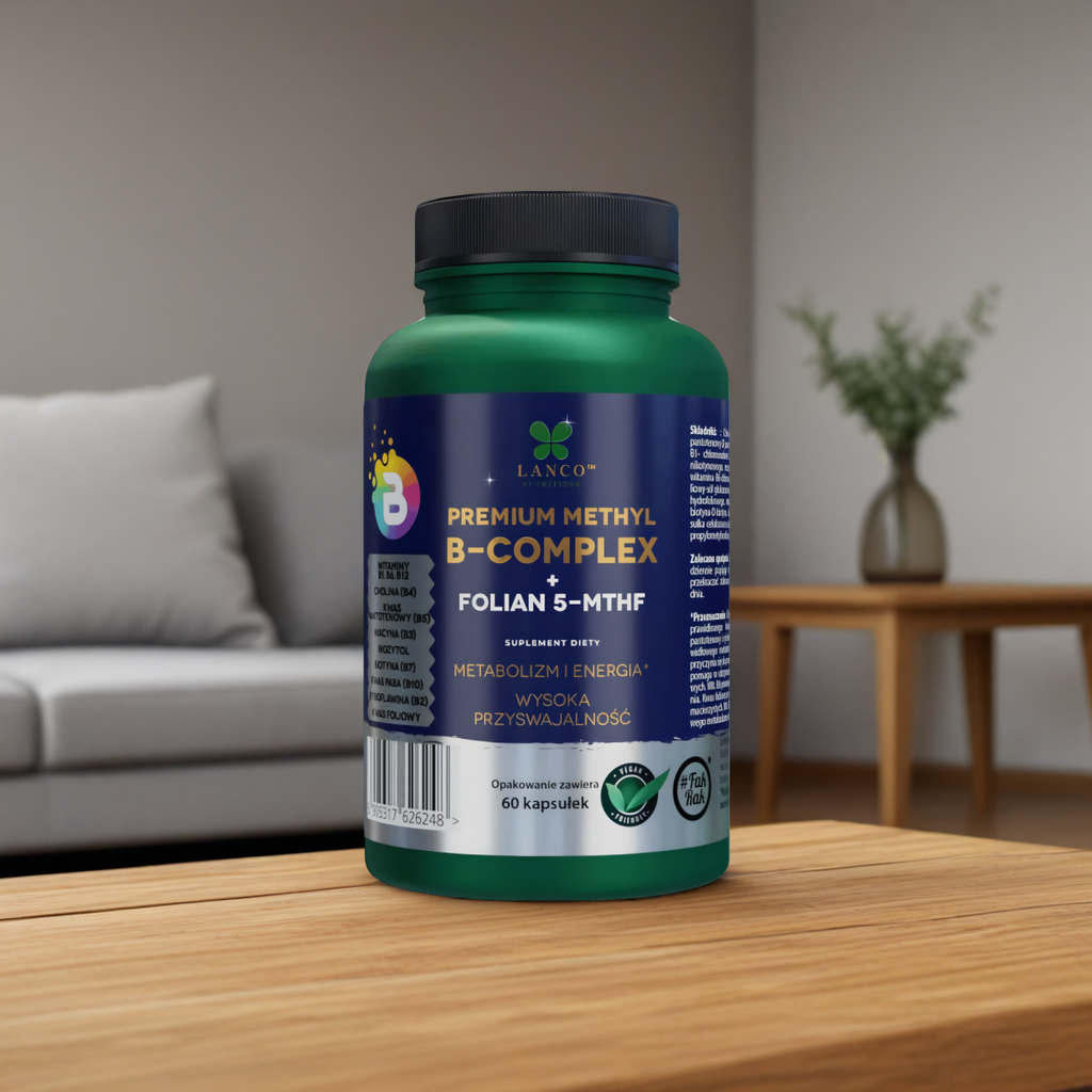 B COMPLEX PREMIUM METYLOWANY Lanco - Wzmocniony o Kwas foliowy 5 - MTHF - 60 kapsułek