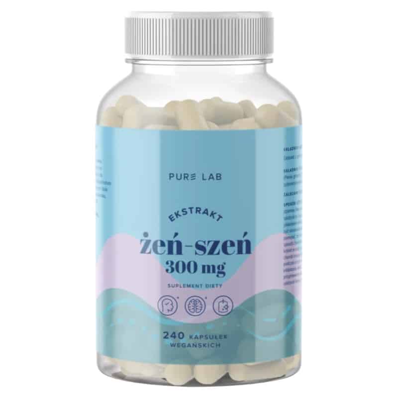 Ekstrakt z żeń-szenia 300mg Pure Lab - Wsparcie energii i witalności - 240 kapsułek