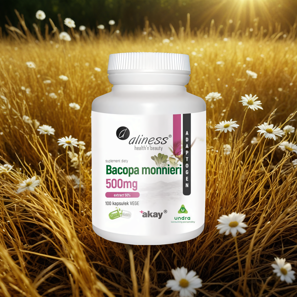 Bacopa monnieri extract 50%, 500 mg Aliness - Poprawia pamięć - 100 kapsułek