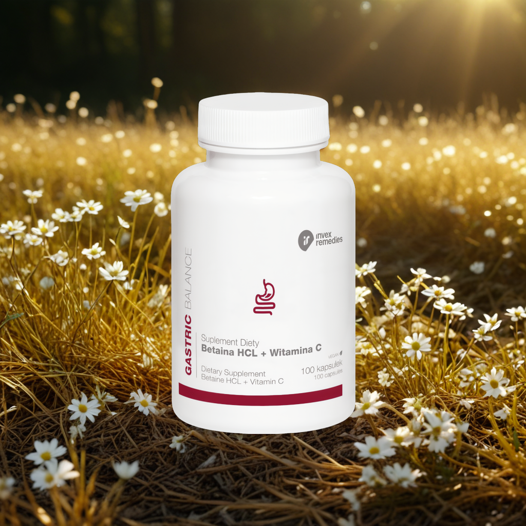 Betaina HCL + Witamina C Invex Remedies - Prawidłowy metabolizm homocysteiny -100 kapsułek