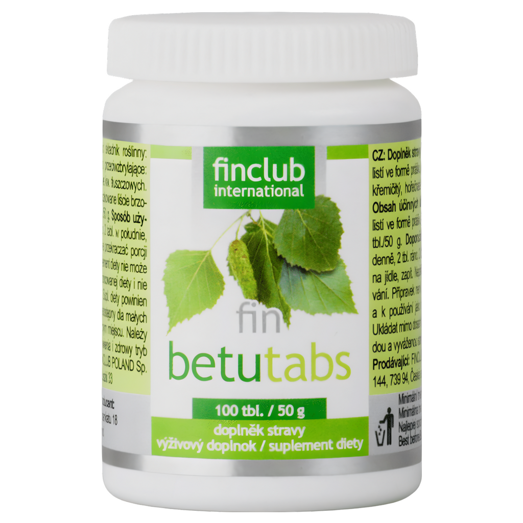 Betutabs Finclub - Ekstrakt z liści brzozy wspomagający drogi moczowe - 100 tabletek