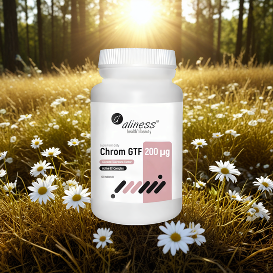Chrom GTF Active Cr-Complex 200 µg Aliness - Wspomaga procesy metaboliczne - 100 tabletek