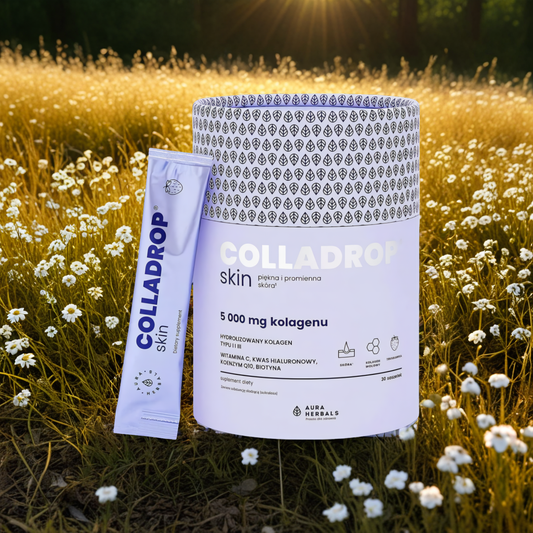 Colladrop Skin Kolagen morski 5000 mg Aura Herbals - 30 saszetek smak truskawkowy