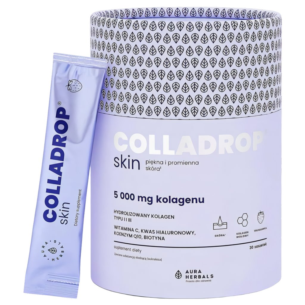 Colladrop Skin Kolagen morski 5000 mg Aura Herbals - 30 saszetek smak truskawkowy