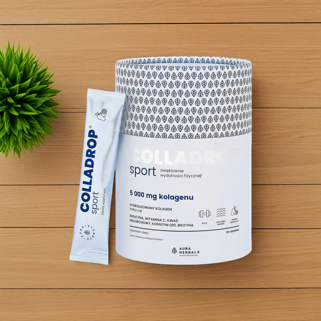 Colladrop Sport Kolagen morski 5000 mg Aura Herbals - 30 saszetek o smaku mango-marakuja