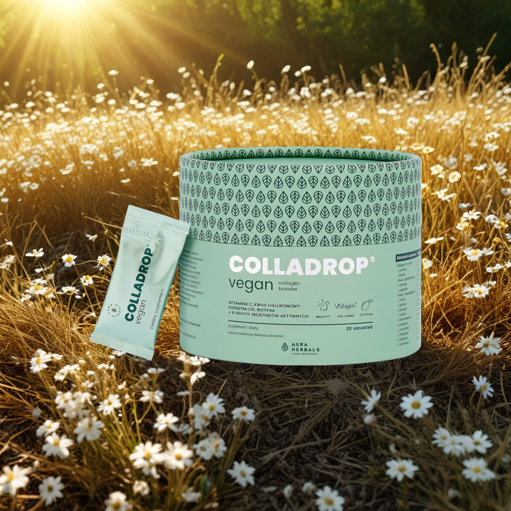 Colladrop Vegan collagen booster Vollagen 2000 mg Aura Herbals - 30 saszetek o smaku cytrnowym