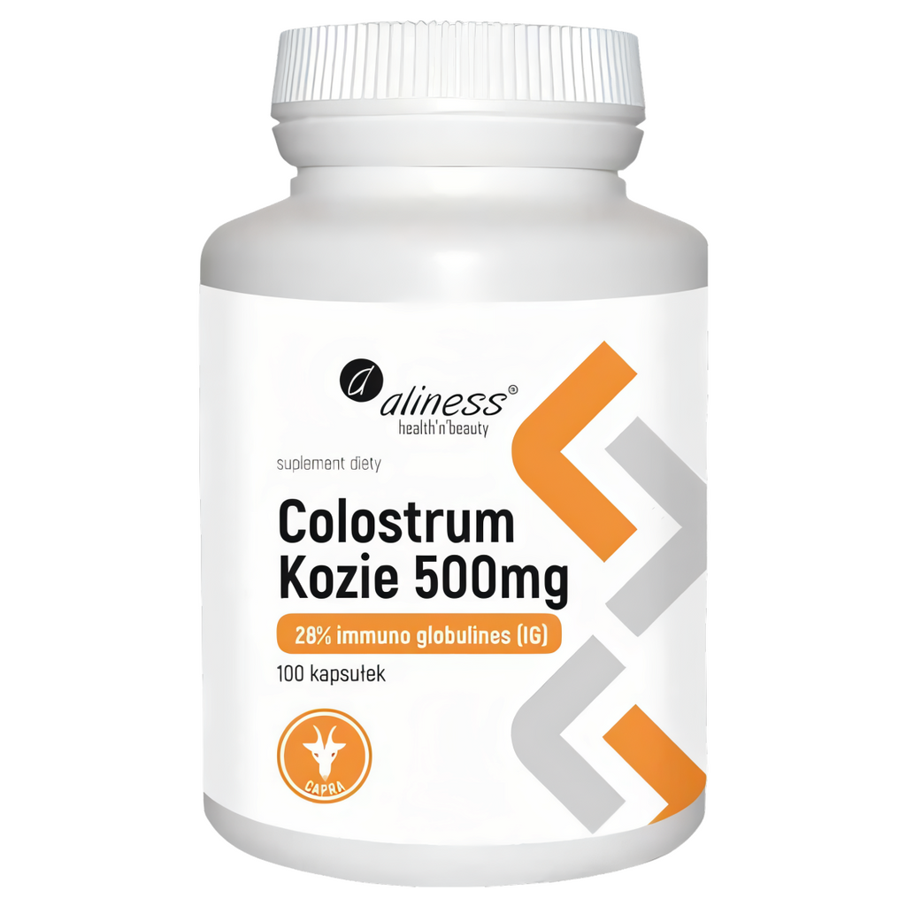 Colostrum Kozie 500 mg 28% Immuno Globulinses (IG) Aliness – 100 kapsułek