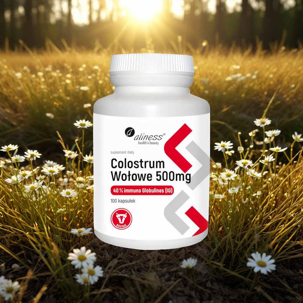 Colostrum Wołowe 500 mg 40% Immuno Globulinses (IG) Aliness - 100 kapsułek