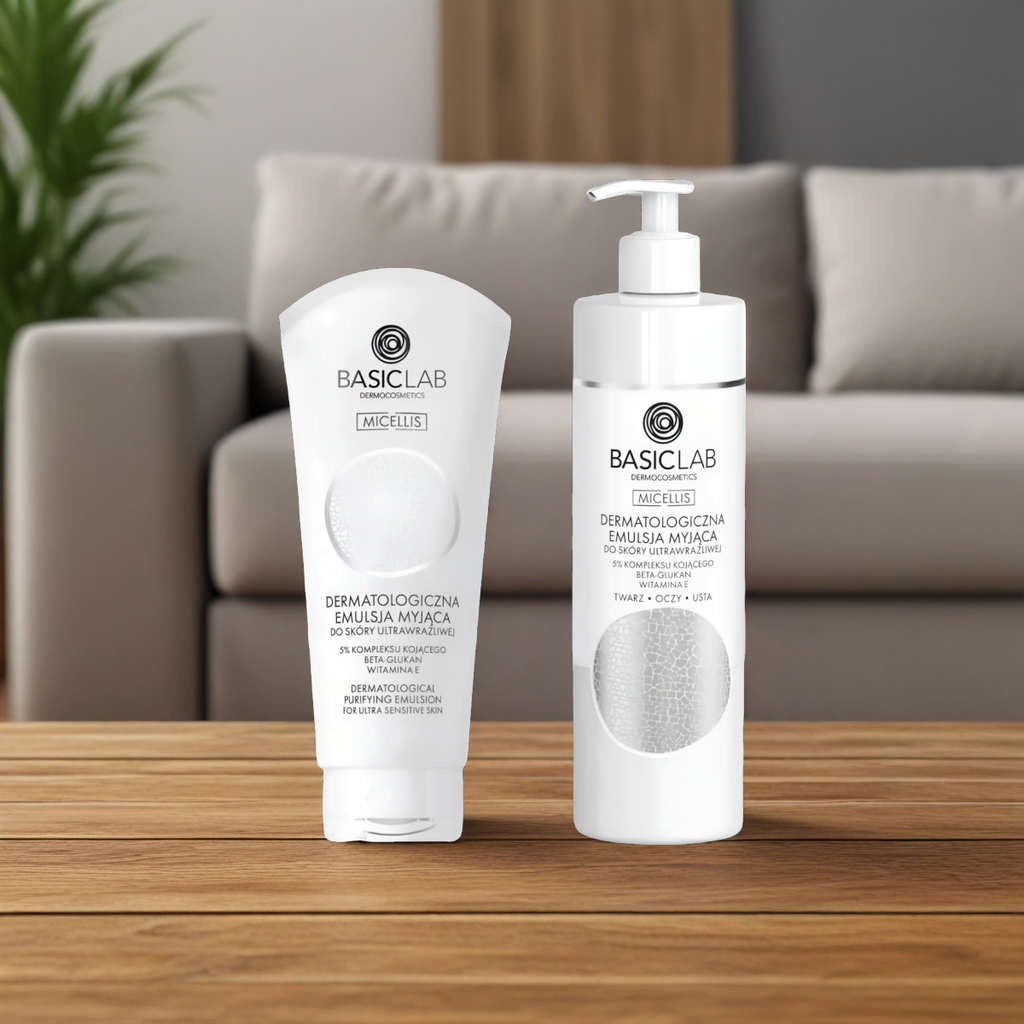 Dermatologiczna emulsja myjąca BASICLAB - Do skóry ultrawrażliwej -  100 ml / 300 ml (Pojemnosc: 100-ml)