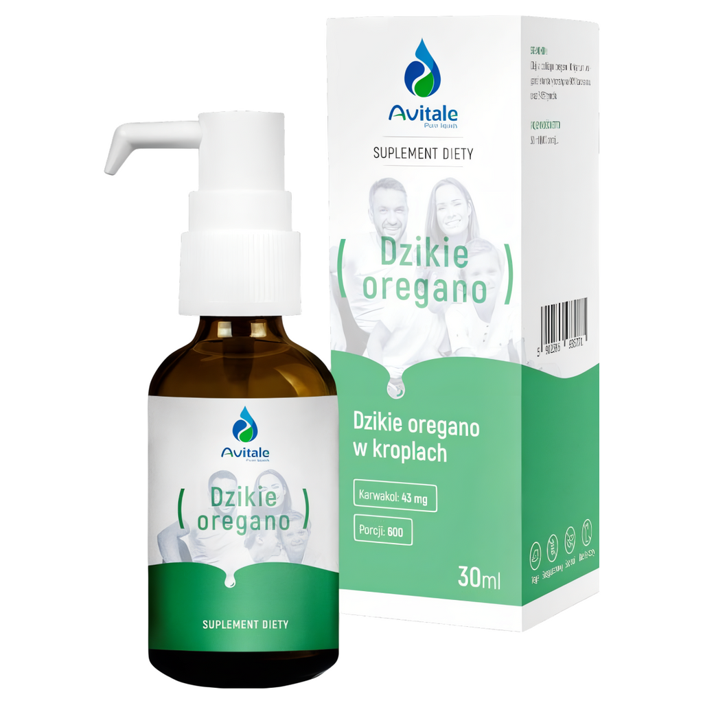 Dzikie oregano 100%, karwakrolu 90% Avitale w kroplach Aliness - 30 ml (600 porcji)
