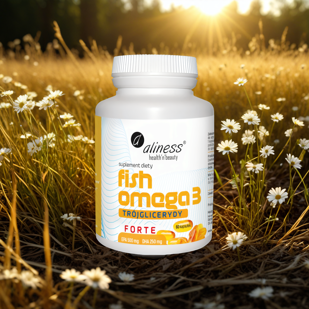 Fish Omega 3 FORTE  Trójglicerydy Aliness - Olej rybi z sardeli - 60 kapsułek