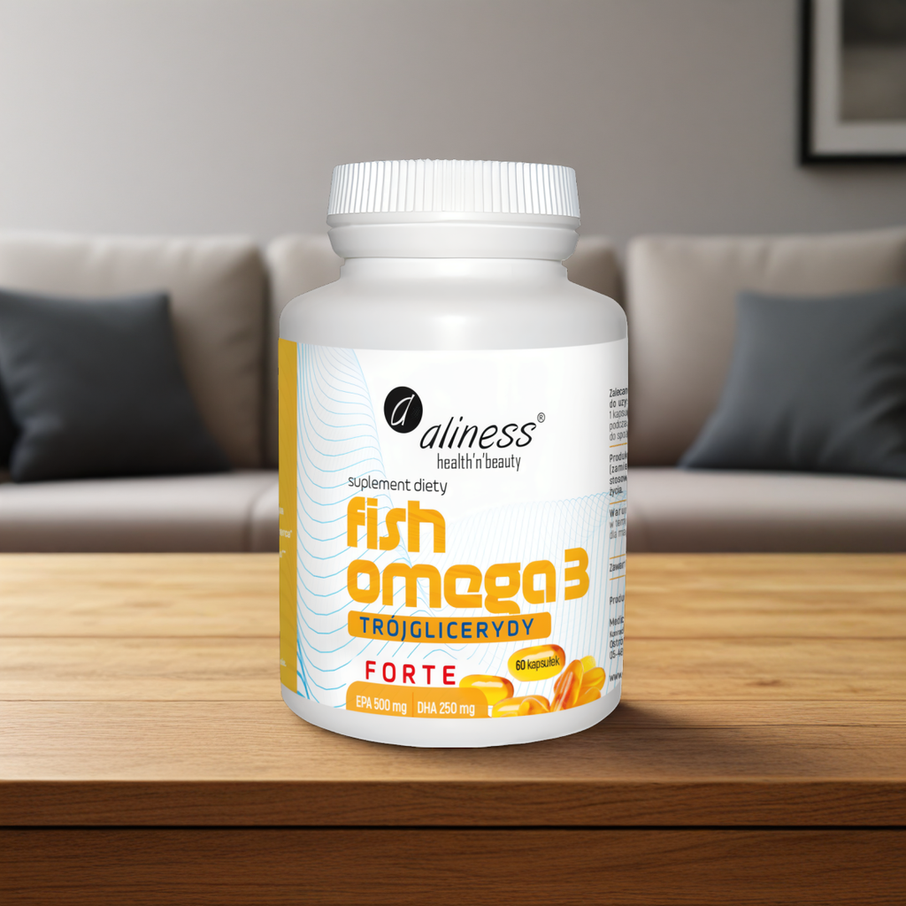 Fish Omega 3 FORTE  Trójglicerydy Aliness - Olej rybi z sardeli - 60 kapsułek