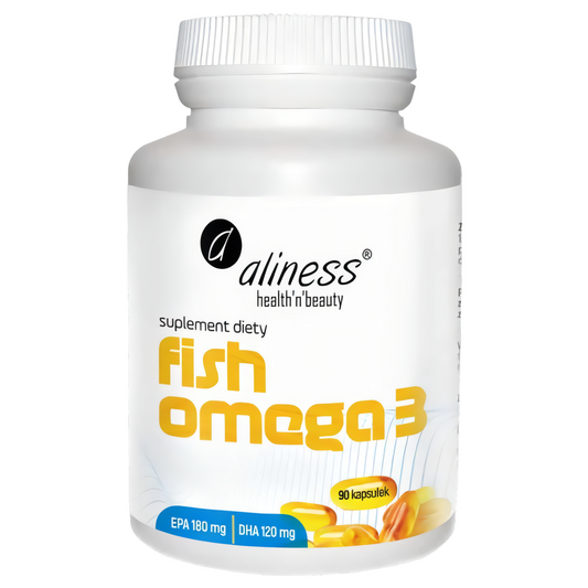 Fish Omega 3 Olej rybi z sardeli europejskiej EPA 180 mg / DHA 120 mg Aliness - 90 kapsułek