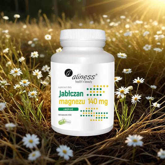 Jabłczan magnezu 140 mg + Witamina B6 (pirydoksalo-5-fosforan) 5 mg Aliness - 100 kapsułek