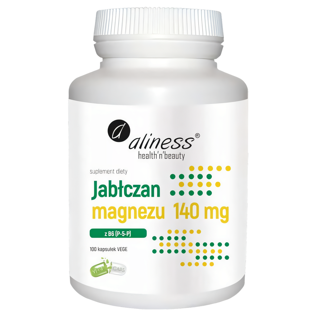 Jabłczan magnezu 140 mg + Witamina B6 (pirydoksalo-5-fosforan) 5 mg Aliness - 100 kapsułek