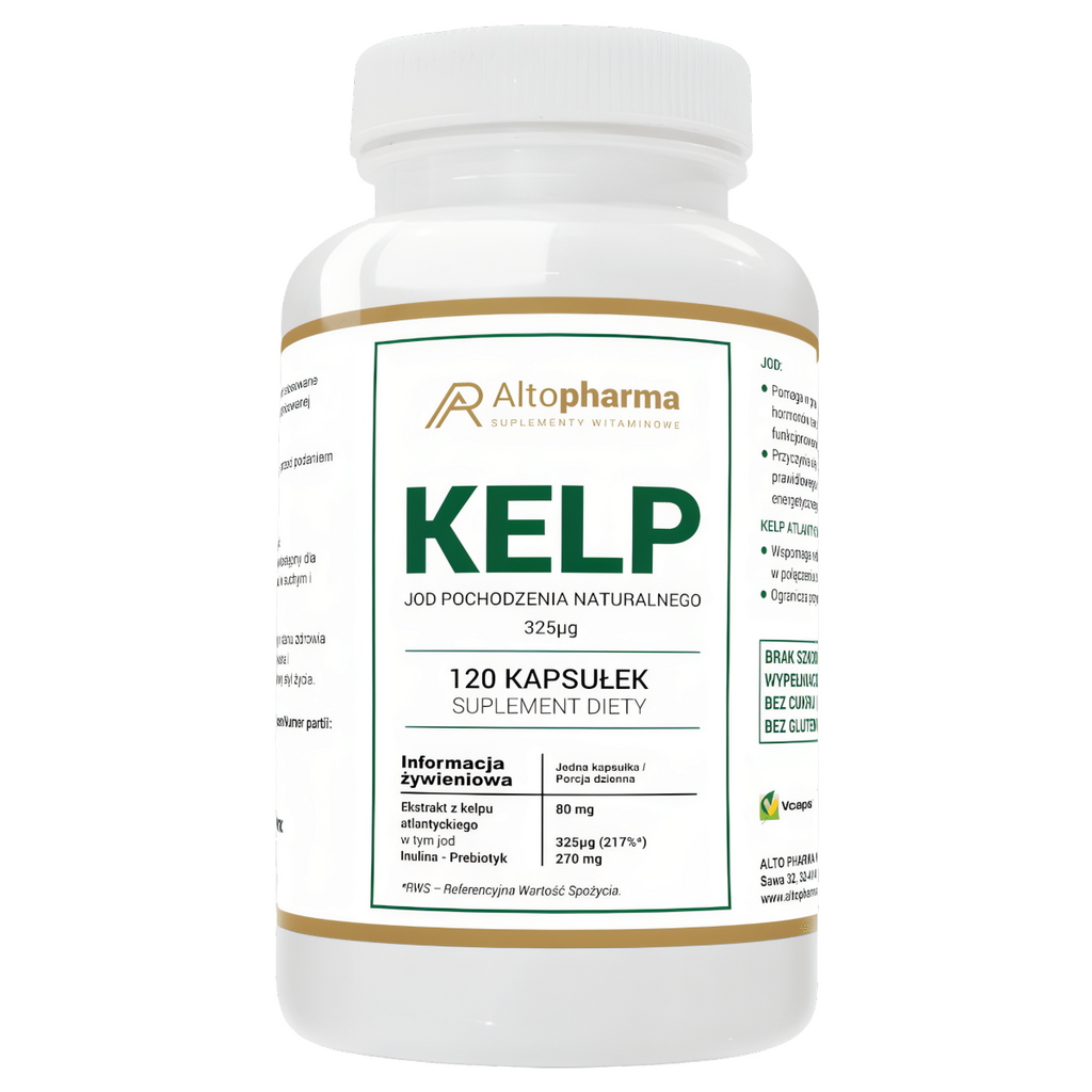 Kelp Alto Pharma - Jod naturalny wzbogacony o prebiotyk - 120 kapsułek