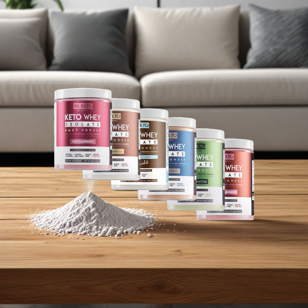 Keto Izolat Białka z olejem MCT BeKeto 300 g - Różne smaki (Smak: organiczna-matcha)