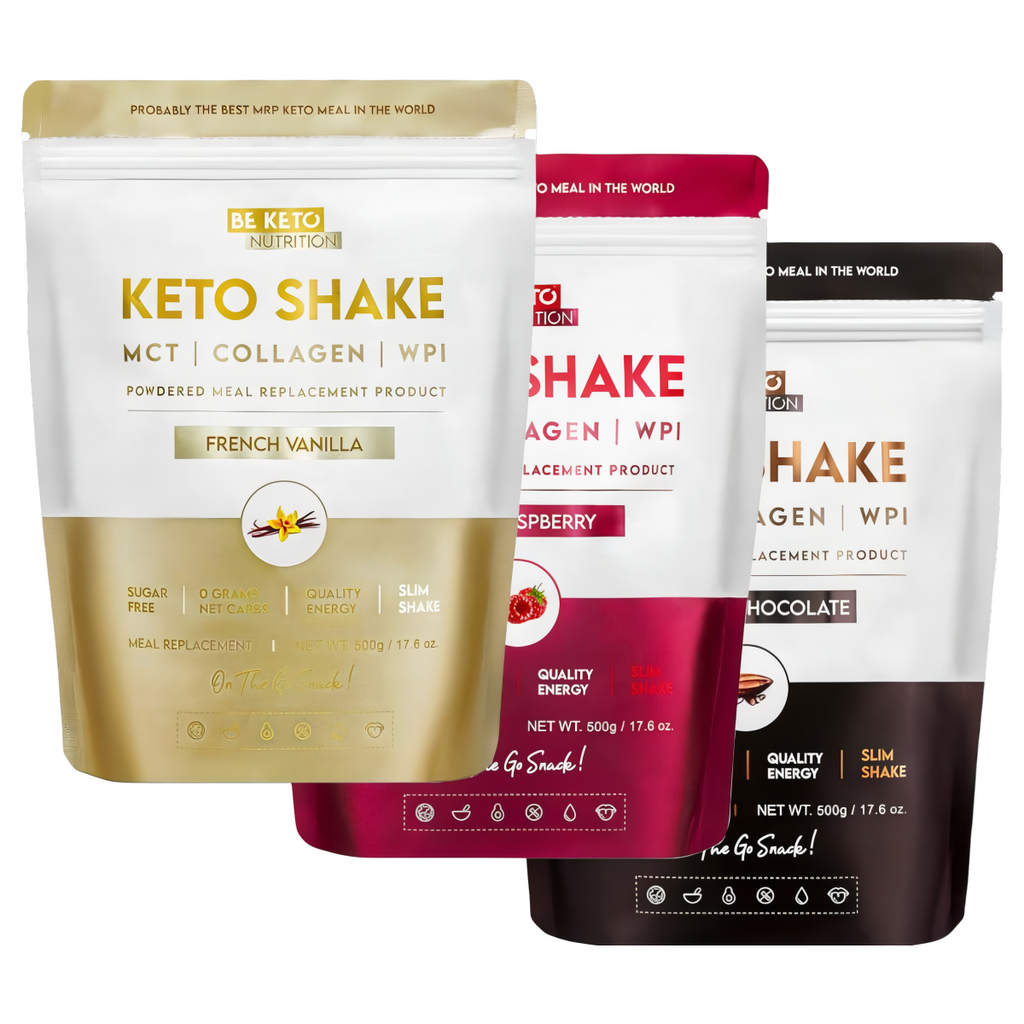 Keto Shake Wzbogacony Olejem MCT oraz Izolatem Białka BeKeto - Różne Smaki 500 g (Smak: francuska-wanilia)