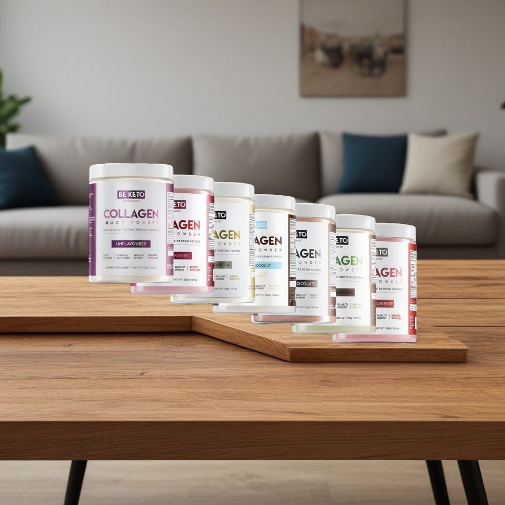 Kolagen z olejem MCT BeKeto w proszku 300 g - Różne smaki (Smak: swieza-truskawka)