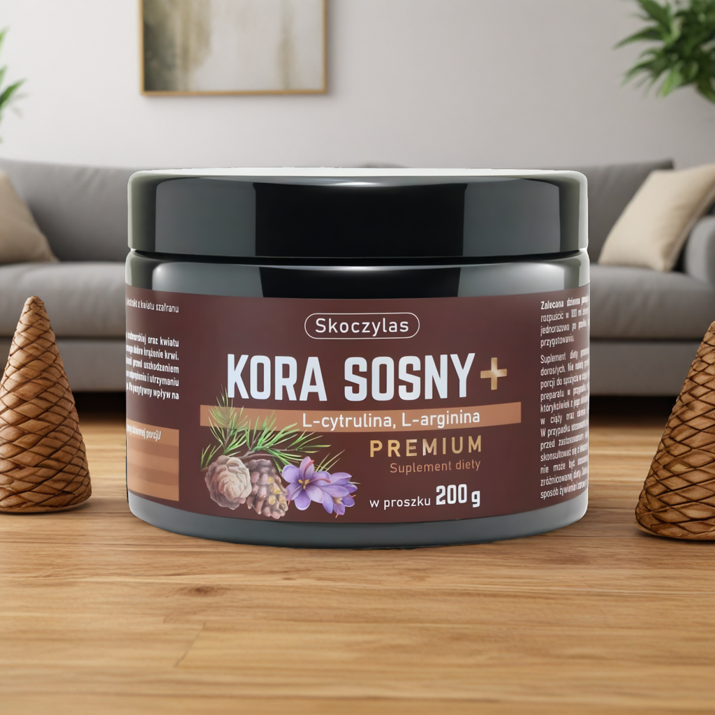 Kora Sosny nadmorskiej, kwiat szafranu + L-cytrulina + L-arginina PREMIUM Skoczylas - 200 g