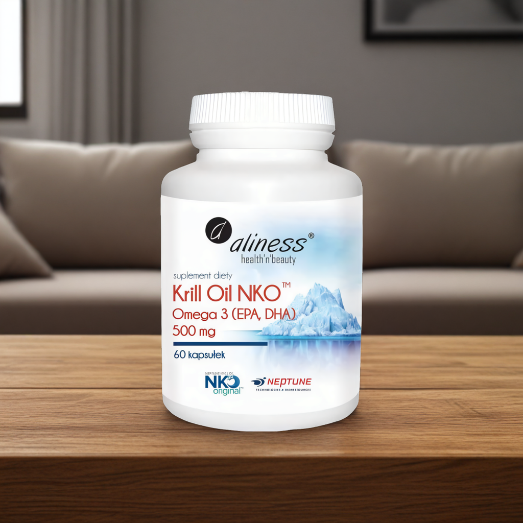 Krill Oil NKO - Omega 3 (EPA, DHA) z Astaksantyną 500 mg Aliness - 60 kapsułek