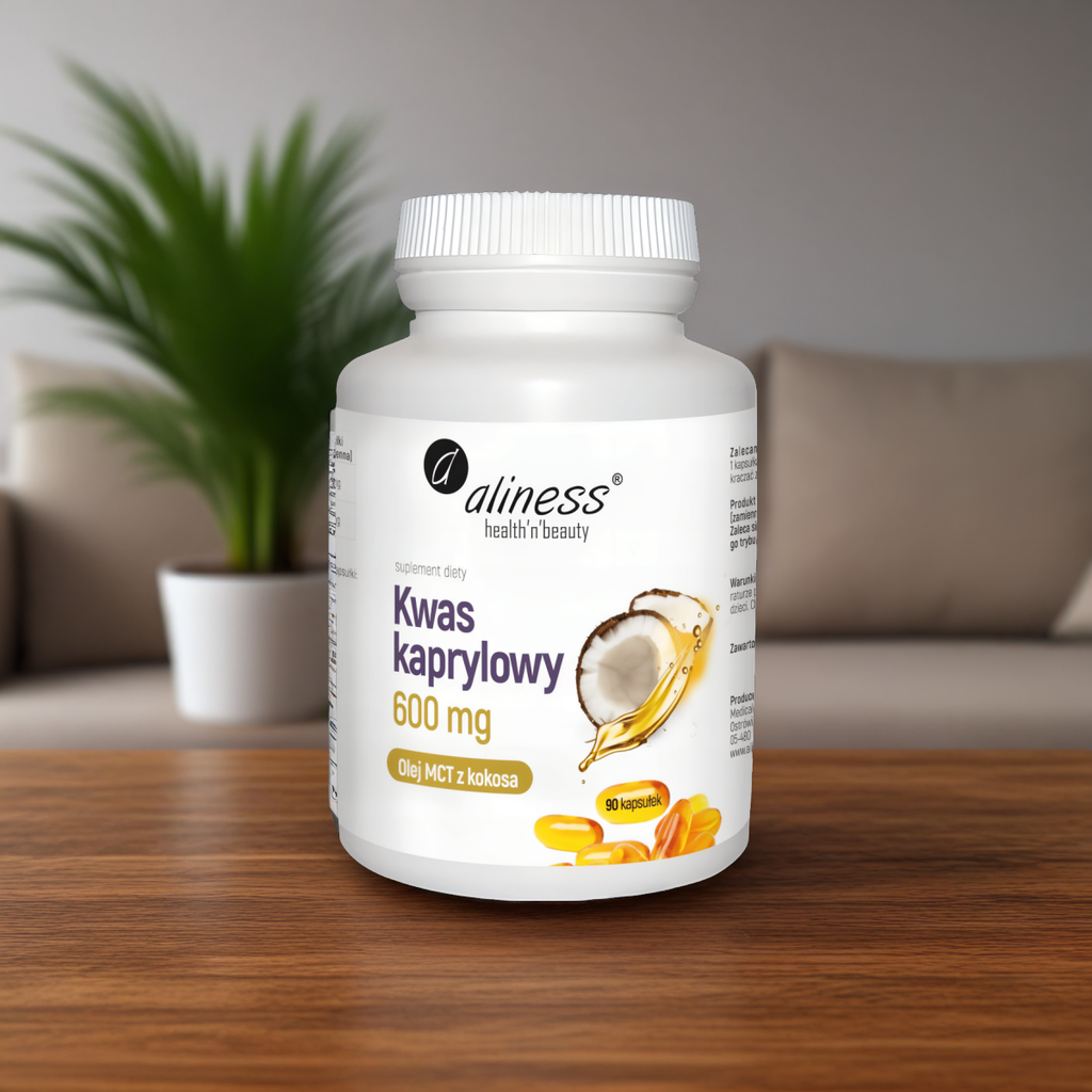 Kwas kaprylowy Aliness - Olej MCT z kokosa - 90 kapsułek