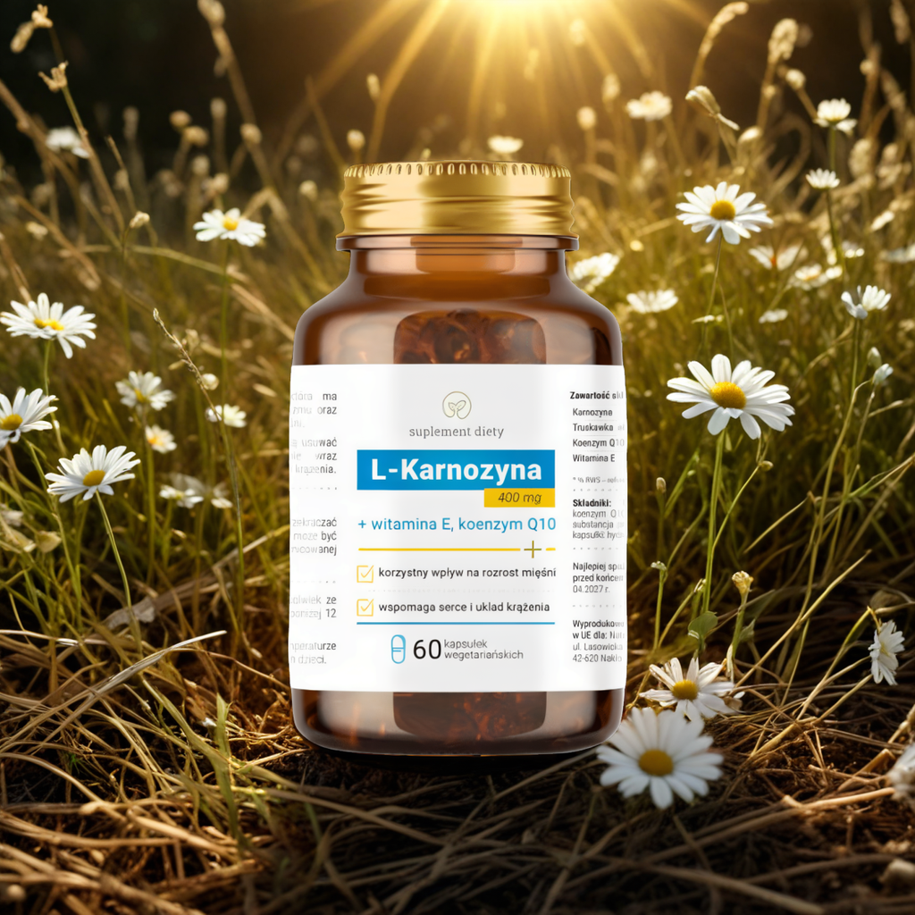 L-Karnozyna 400 mg NaturDay - Plus witamina E, koenzym Q10 - 60 kapsułek
