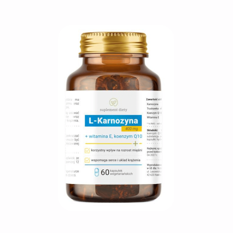 L-Karnozyna 400 mg NaturDay - Plus witamina E, koenzym Q10 - 60 kapsułek