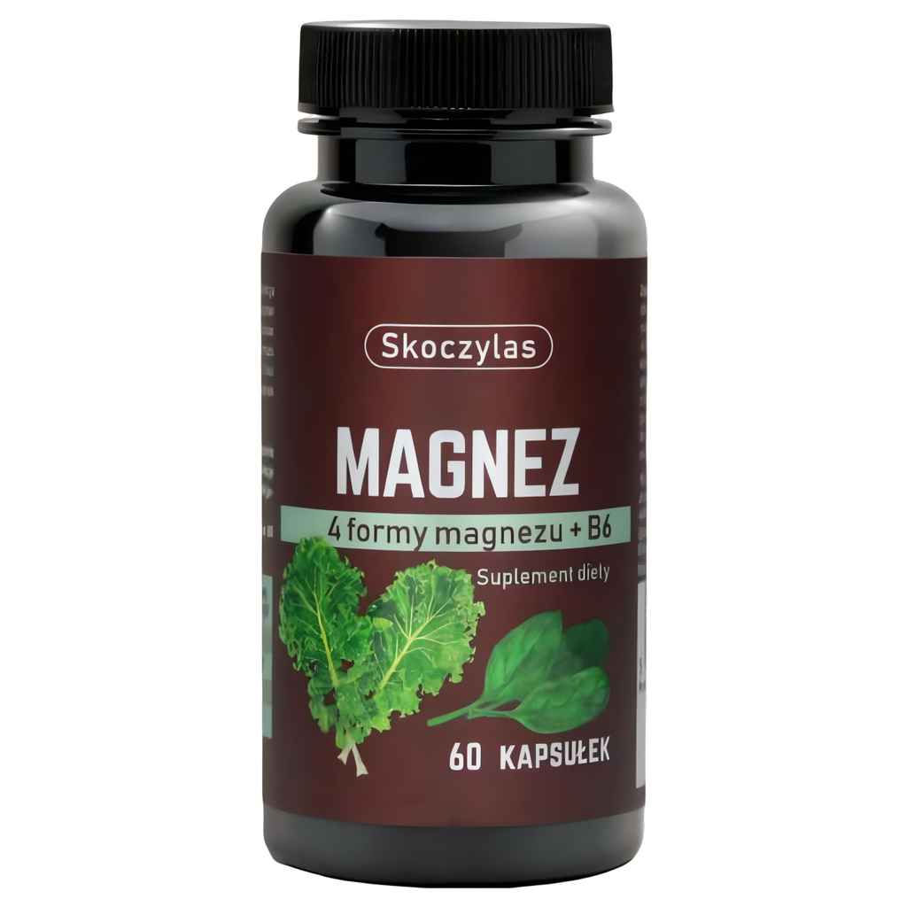 Magnez 4 formy + Witamina B6 Szpinak, Jarmuż Skoczylas - 60 kapsułek