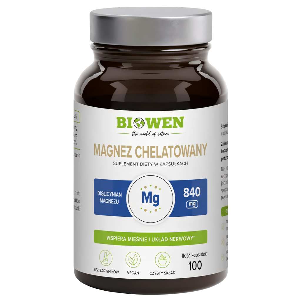 Magnez chelatowany Biowen - Forma diglicynianu magnezu - 100 kaps