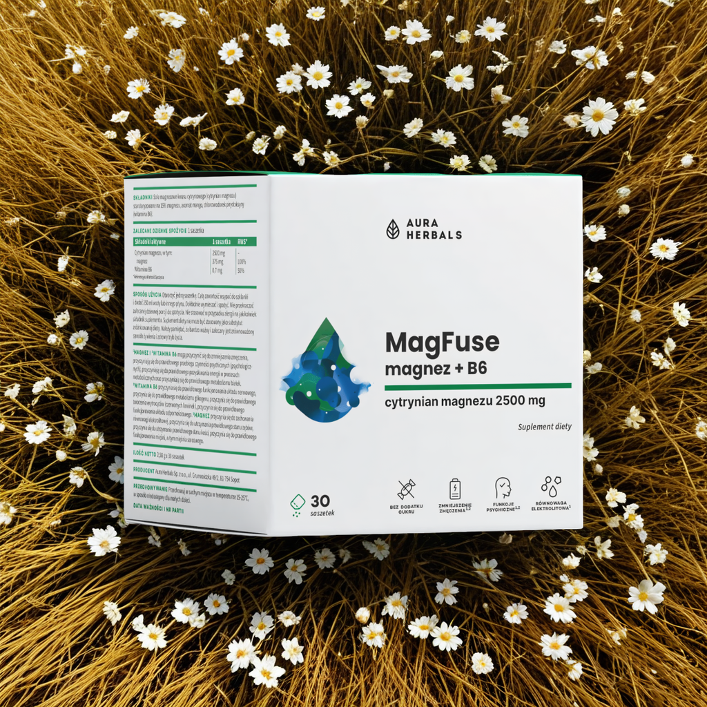 Magnez z witaminą B6 MagFuse Aura Herbals - 30 saszetek