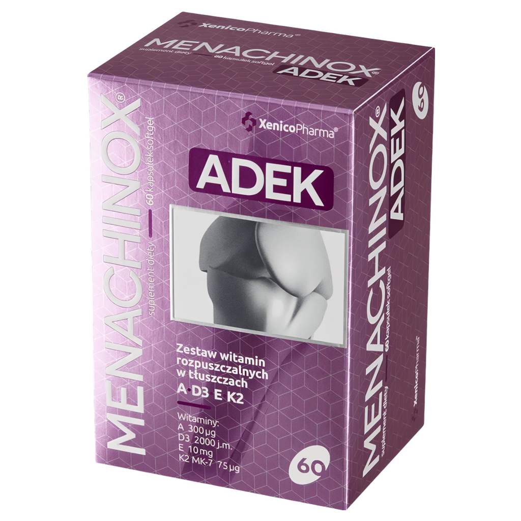 Menachinox ADEK Xenico Pharma - Witaminy A, D3, E i K2 MK-7 - 60 kapsułek