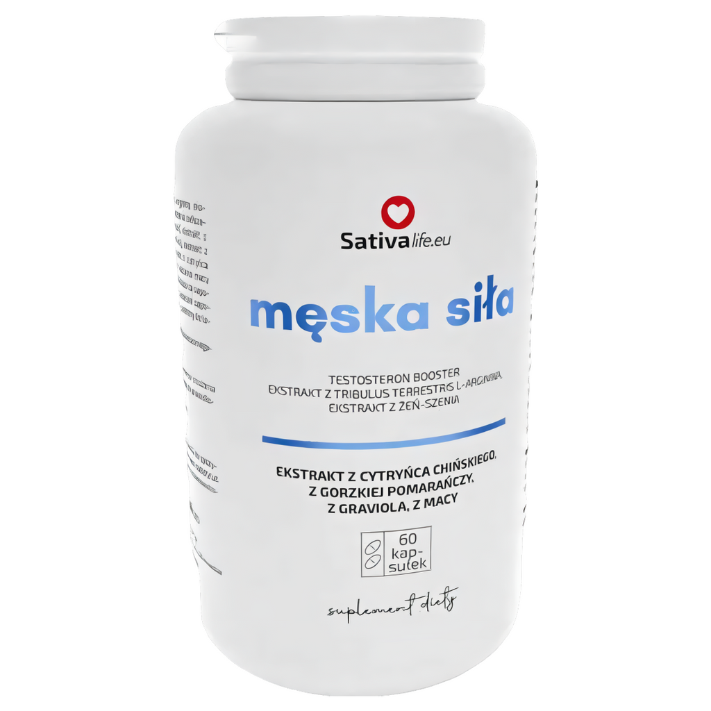 Męska Siła Testosterone Booster Sativa Life - Naturalne wsparcie dla męskiej energii i wydajności - 60 kapsułek