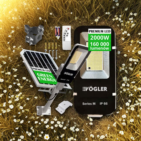 Mocna Lampa Solarna LED 2000W z Czujnikiem Zmierzchu + Pilot
