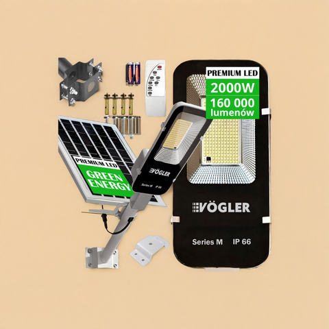 Mocna Lampa Solarna LED 2000W z Czujnikiem Zmierzchu + Pilot