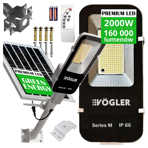 Mocna Lampa Solarna LED 2000W z Czujnikiem Zmierzchu + Pilot